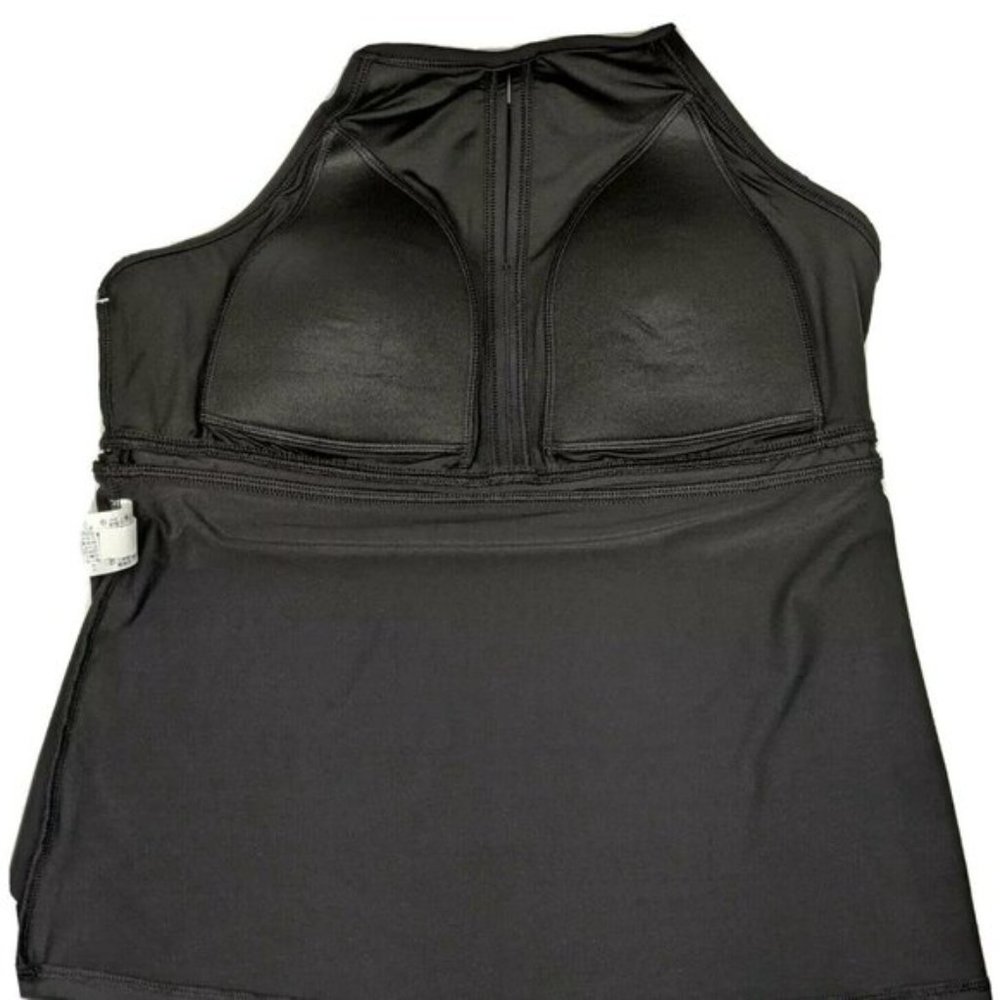 Lands End Plus Size Long Keyhole High Neck Modest Tankini Built In Bra Tall - Picture 6 of 12